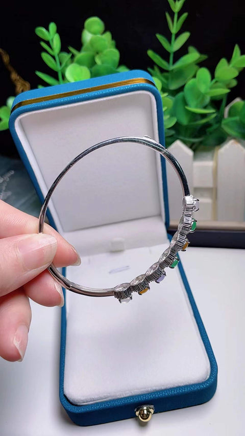 ❤️❤️Gelang tatahan giok alam, bahan tambang tua Myanmar, warna permen cantik, tanpa alas, tatahan perak 925, spesifikasi 0,5, termasuk pajak pengiriman