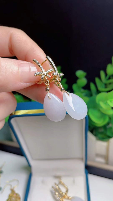 ❤️Anting giok alami, bahan halus dan lembut, tatahan perak 925, bersih dan menyegarkan, ukuran 1,8✖️1,3 termasuk pajak pengiriman