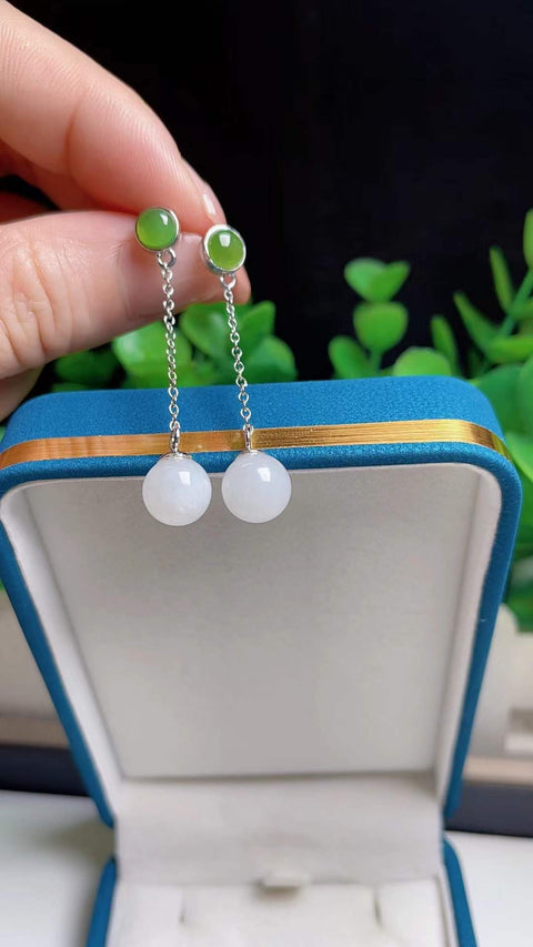 ❤️Anting Hetian alami, dengan manik-manik jasper, tatahan perak 925, bersih dan menyegarkan, spesifikasi 0,8, termasuk pengiriman dan pajak
