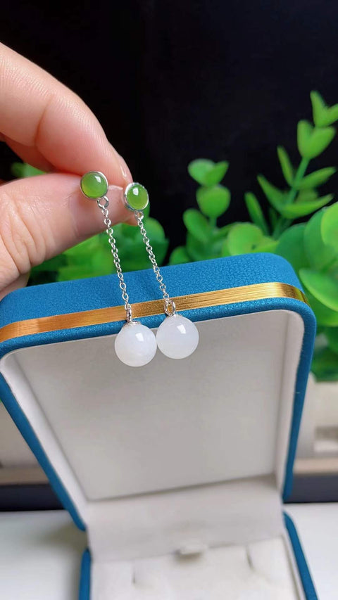 ❤️Anting Hetian alami, dengan manik-manik jasper, tatahan perak 925, bersih dan menyegarkan, spesifikasi 0,8, termasuk pengiriman dan pajak