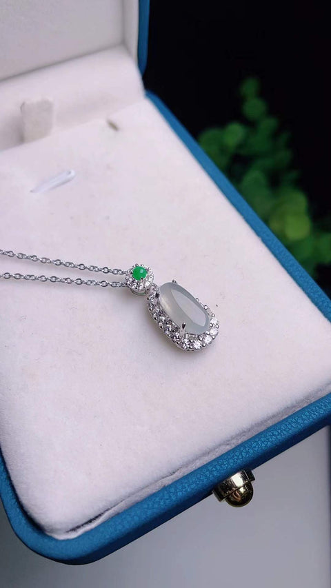 Kalung klavikula giok alami, bahan lubang tua, dasar halus dan hangat, dingin dan transparan, berpendar, tatahan perak 925, batu lepas 1,2✖️0,6 termasuk pajak pengiriman