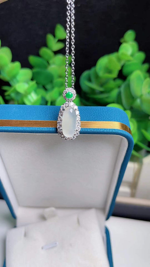 Kalung klavikula giok alami, bahan lubang tua, dasar halus dan hangat, dingin dan transparan, berpendar, tatahan perak 925, batu lepas 1,2✖️0,6 termasuk pajak pengiriman