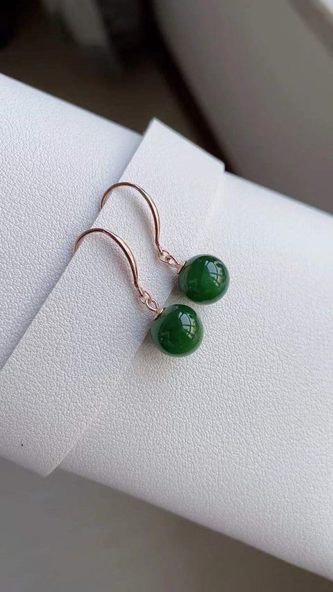 Anting giok, tatahan perak 925, klasik dan serbaguna, ukuran 0,8, efek pemakaian yang indah, termasuk ongkos kirim dan pajak
