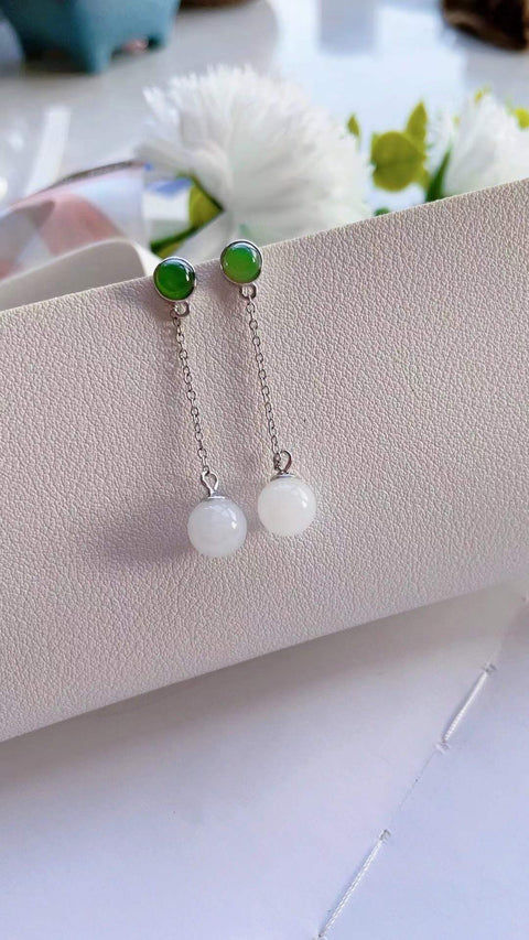 Anting Hetian, perak 925 bertatahkan jasper, klasik dan serbaguna, ukuran 0,8, termasuk ongkos kirim dan pajak