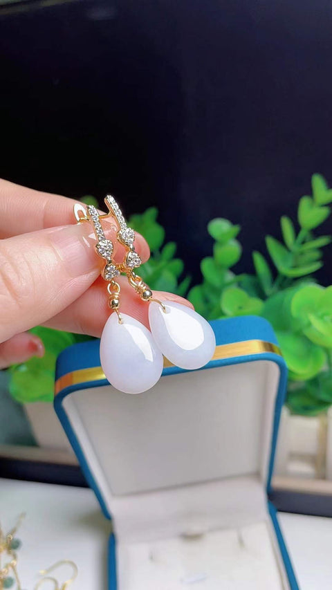 Anting giok alami, bahan halus dan lembut, tatahan perak 925, bersih dan menyegarkan, spesifikasi 1.8✖️1.3 termasuk pajak pengiriman