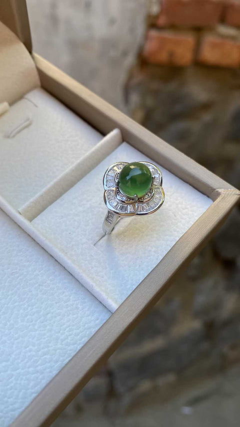 Bahan giok Xiuyan hijau tua yang indah - cincin mode wanita 💍, ukuran cincin yang dapat disesuaikan, ukuran: 8mm, termasuk pengiriman dan pajak