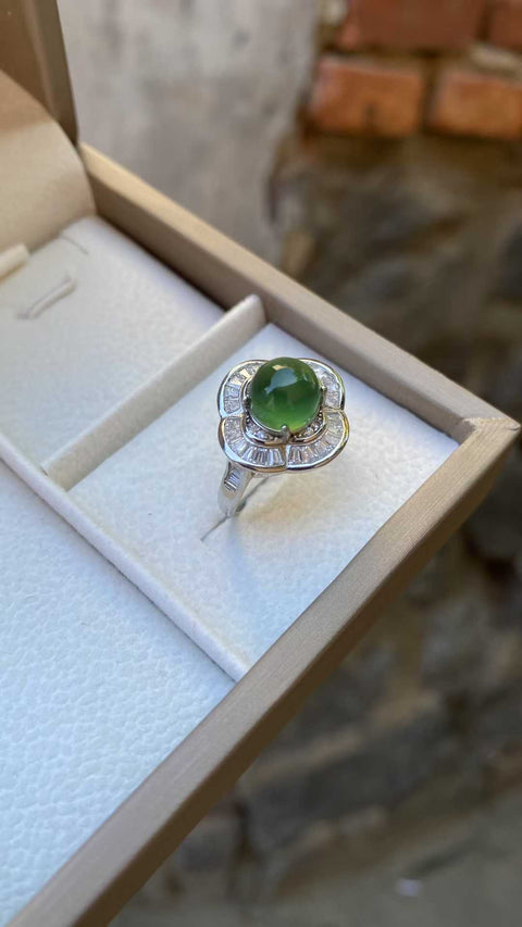 Bahan giok Xiuyan hijau tua yang indah - cincin mode wanita 💍, ukuran cincin yang dapat disesuaikan, ukuran: 8mm, termasuk pengiriman dan pajak