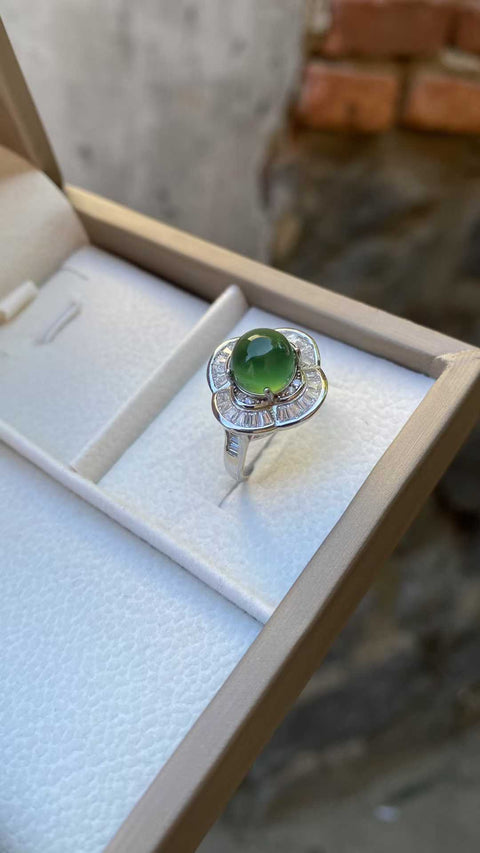 Bahan giok Xiuyan hijau tua yang indah - cincin mode wanita 💍, ukuran cincin yang dapat disesuaikan, ukuran: 8mm, termasuk pengiriman dan pajak