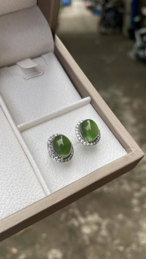 Anting: giok Xiuyan yang indah, tatahan perak 925, tatahan perak tebal, spesifikasi: 8✖️10mm, termasuk ongkos kirim dan pajak