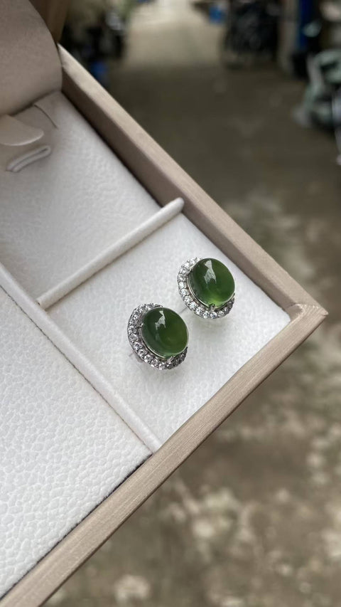 Anting: giok Xiuyan yang indah, tatahan perak 925, tatahan perak tebal, spesifikasi: 8✖️10mm, termasuk ongkos kirim dan pajak