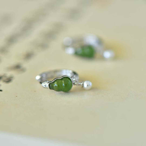 Anting perak polos 12426# 925 giok Hetian, jasper labu, mutiara, enamel. Gaya unik. Giok yang hangat dan halus. Efek pemakaian yang memikat. Harga terjangkau. Biaya kirim dan pajak sudah termasuk.