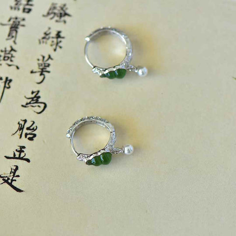 Anting perak polos 12426# 925 giok Hetian, jasper labu, mutiara, enamel. Gaya unik. Giok yang hangat dan halus. Efek pemakaian yang memikat. Harga terjangkau. Biaya kirim dan pajak sudah termasuk.
