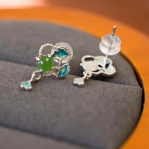 12486#s925 perak bertatahkan giok Hetian jasper tiga kehidupan anting enamel keberuntungan Spesifikasi Batu lepas: 4*4 Termasuk ongkos kirim dan pajak