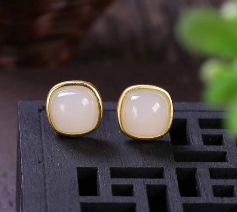 Anting Hetian alami, bahan lubang tua, dingin dan transparan, bahan halus, bersih dan menyegarkan, spesifikasi 0.8✖️0.8 termasuk pajak pengiriman