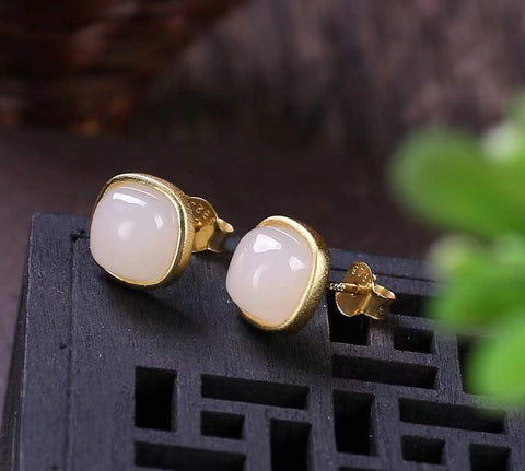 Anting Hetian alami, bahan lubang tua, dingin dan transparan, bahan halus, bersih dan menyegarkan, spesifikasi 0.8✖️0.8 termasuk pajak pengiriman