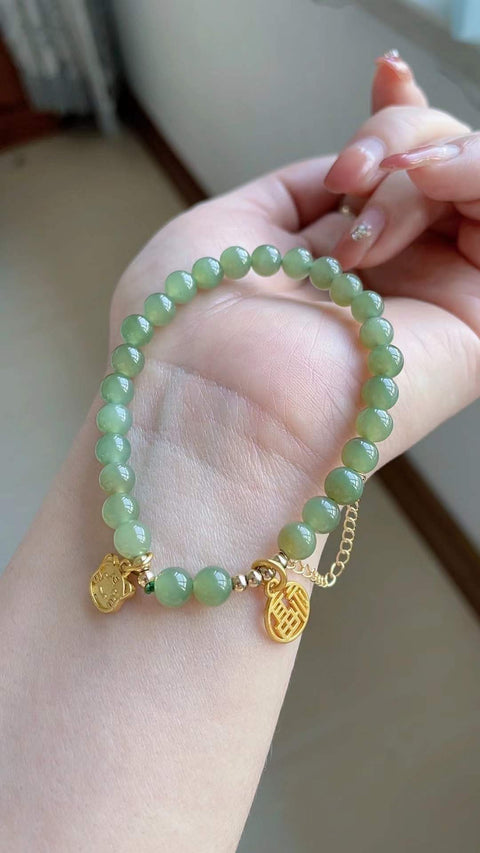 Gelang Hetian Qingshui alami, struktur kecil, indah dan modis, spesifikasi 0,6, termasuk pajak pengiriman