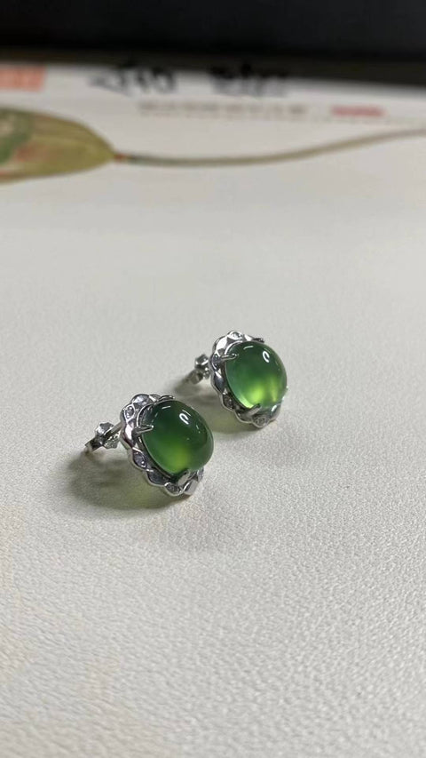 Anting: giok Xiuyan yang indah, tatahan perak 925, tatahan perak tebal, spesifikasi: 8✖️10mm, termasuk ongkos kirim dan pajak
