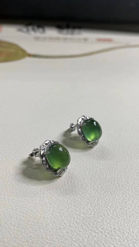 Anting: giok Xiuyan yang indah, tatahan perak 925, tatahan perak tebal, spesifikasi: 8✖️10mm, termasuk ongkos kirim dan pajak