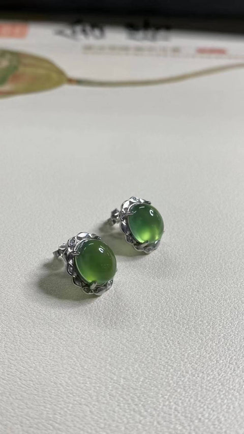 Anting: giok Xiuyan yang indah, tatahan perak 925, tatahan perak tebal, spesifikasi: 8✖️10mm, termasuk ongkos kirim dan pajak