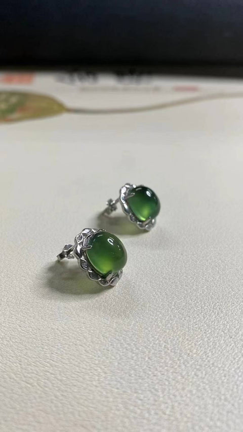 Anting: giok Xiuyan yang indah, tatahan perak 925, tatahan perak tebal, spesifikasi: 8✖️10mm, termasuk ongkos kirim dan pajak