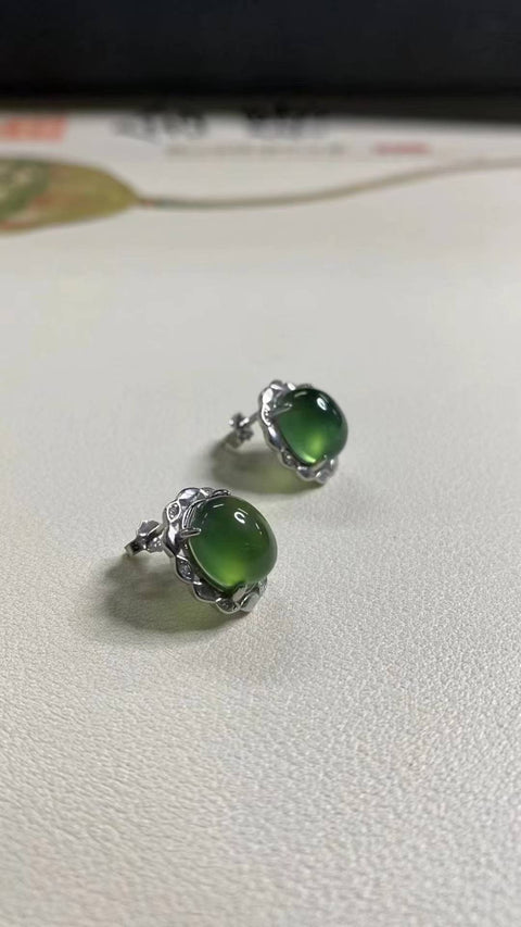 Anting: giok Xiuyan yang indah, tatahan perak 925, tatahan perak tebal, spesifikasi: 8✖️10mm, termasuk ongkos kirim dan pajak