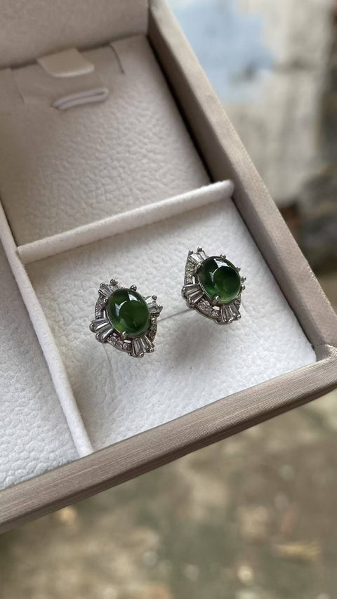 Anting: giok Xiuyan yang indah, tatahan perak 925, tatahan perak tebal, spesifikasi: 8✖️10mm, termasuk ongkos kirim dan pajak