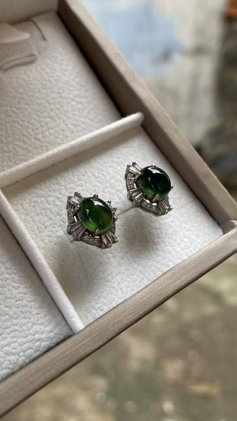 Anting: giok Xiuyan yang indah, tatahan perak 925, tatahan perak tebal, spesifikasi: 8✖️10mm, termasuk ongkos kirim dan pajak
