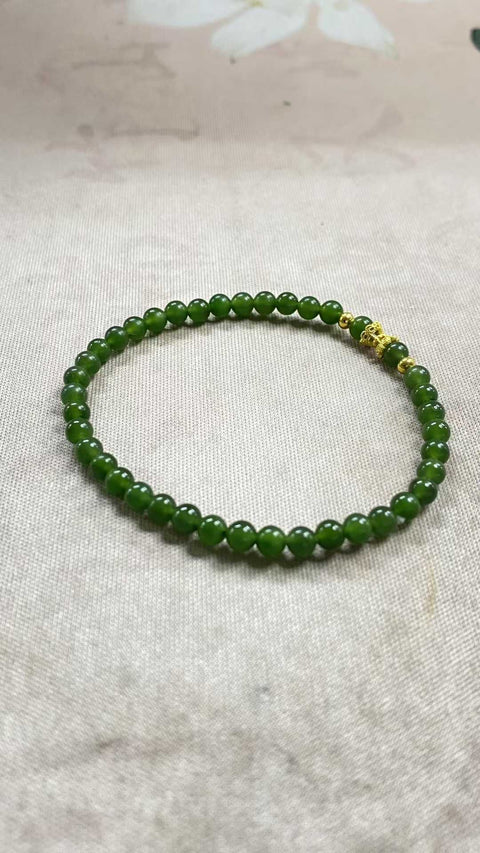 Gelang Hetian Jade Jasper yang Indah, dengan aksesoris yang indah - Pinggang Kecil, Spesifikasi: 4mm, termasuk ongkos kirim dan pajak