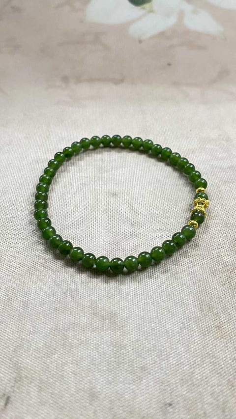 Gelang Hetian Jade Jasper yang Indah, dengan aksesoris yang indah - Pinggang Kecil, Spesifikasi: 4mm, termasuk ongkos kirim dan pajak