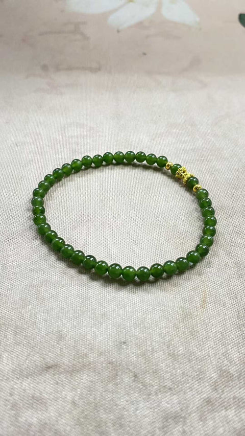 Gelang Hetian Jade Jasper yang Indah, dengan aksesoris yang indah - Pinggang Kecil, Spesifikasi: 4mm, termasuk ongkos kirim dan pajak