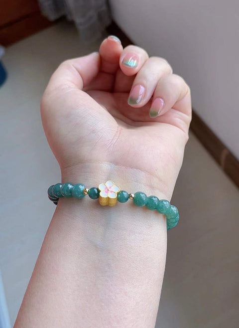 Gelang giok alami, bahan lubang tua, dasar halus dan hangat, bahan air biru yang indah, efek pemakaian yang indah, spesifikasi 0,8 termasuk pajak pengiriman