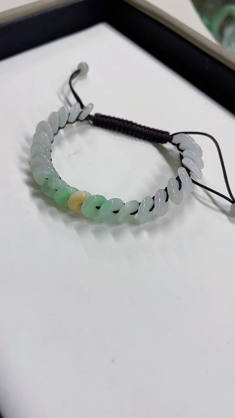 Gelang giok alami, bahan lubang tua, alas halus dan hangat, bahan tiga warna yang indah, spesifikasi 0,9, termasuk pajak pengiriman