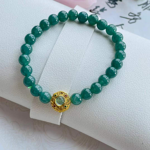 Gelang giok alami, bahan lubang tua, dasar halus dan hangat, bahan air biru yang indah, efek pemakaian yang indah, spesifikasi 0,8 termasuk pajak pengiriman