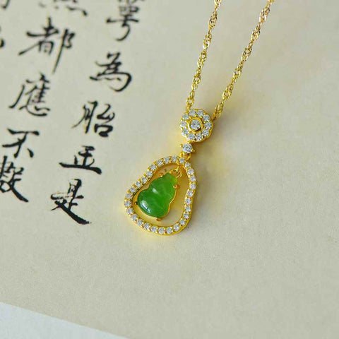 Liontin Zirkon Labu Jasper Giok Hetian Perak S925 10905-2 Ukuran 6*8 Termasuk Ongkos Kirim dan Pajak