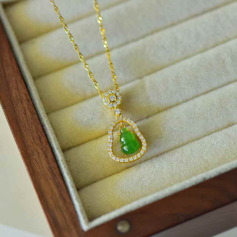 Liontin Zirkon Labu Jasper Giok Hetian Perak S925 10905-2 Ukuran 6*8 Termasuk Ongkos Kirim dan Pajak