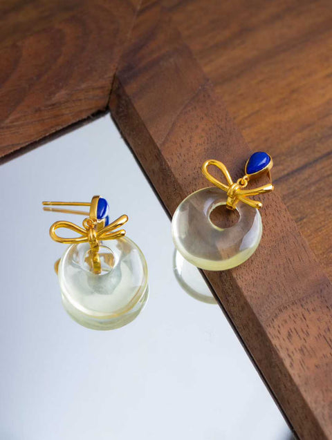 Anting Lapis Lazuli Lemon Citrine Perak-Emas-Vermeil: Termasuk Ongkos Kirim dan Pajak