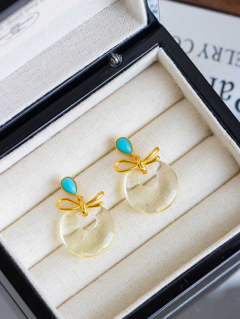 Anting Lapis Lazuli Lemon Citrine Perak-Emas-Vermeil: Termasuk Ongkos Kirim dan Pajak