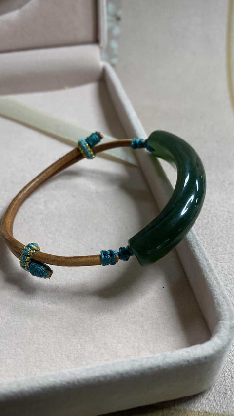 Abadi: Giok Xiuyan hijau penuh yang indah - gelang, cincin yang dapat disesuaikan, spesifikasi giok: 59✖️10mm, termasuk pengiriman dan pajak