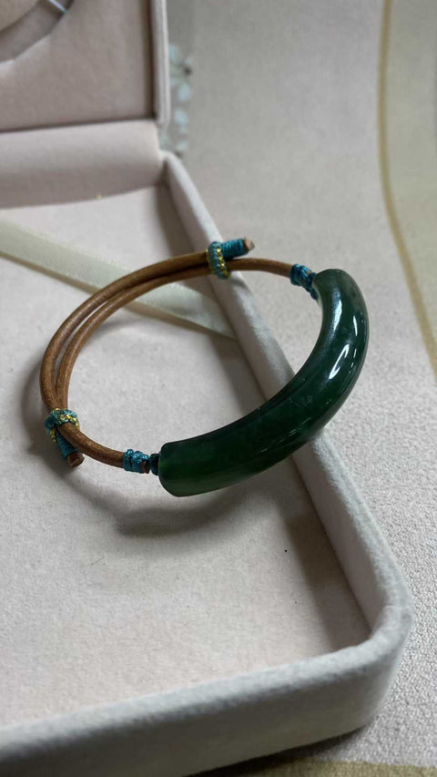 Abadi: Giok Xiuyan hijau penuh yang indah - gelang, cincin yang dapat disesuaikan, spesifikasi giok: 59✖️10mm, termasuk pengiriman dan pajak