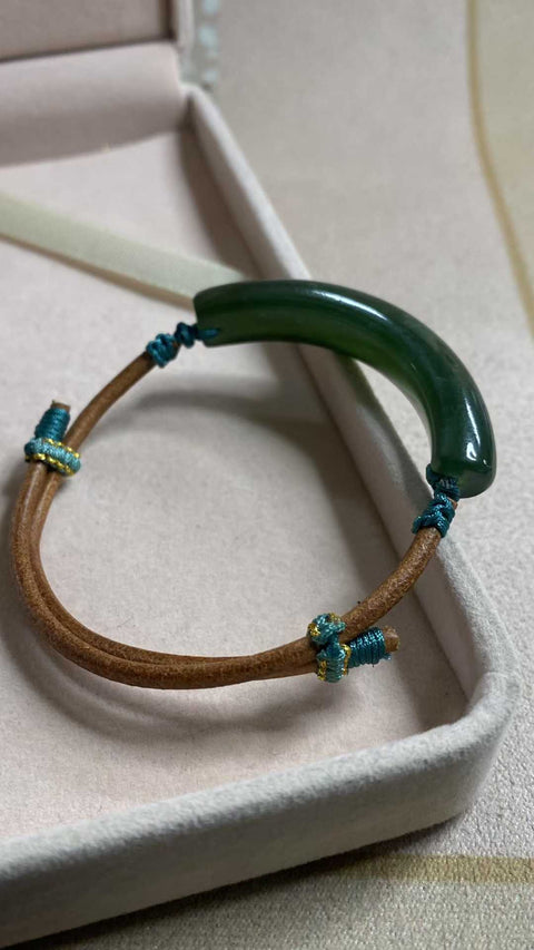 Abadi: Giok Xiuyan hijau penuh yang indah - gelang, cincin yang dapat disesuaikan, spesifikasi giok: 59✖️10mm, termasuk pengiriman dan pajak