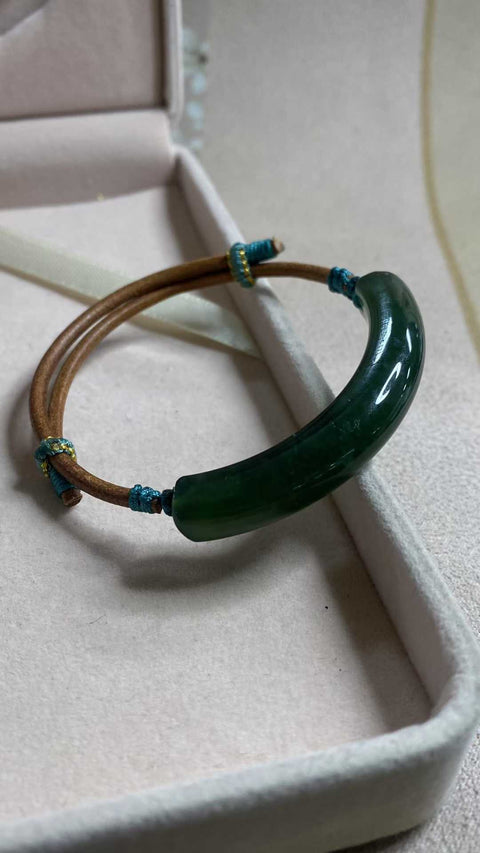 Abadi: Giok Xiuyan hijau penuh yang indah - gelang, cincin yang dapat disesuaikan, spesifikasi giok: 59✖️10mm, termasuk pengiriman dan pajak