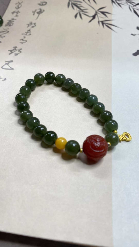 Gelang giok Hetian yang indah, dengan aksesoris yang indah Spesifikasi: 8mm, termasuk pengiriman dan pajak
