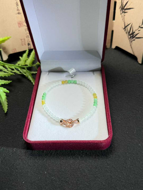 Gelang multi-harta giok alami, melambangkan kekayaan, keberuntungan, kemakmuran dan keberuntungan, penuh warna dan indah, ukuran sekitar: 4mm, termasuk pengiriman dan pajak