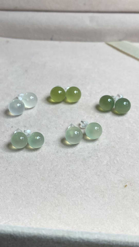 Anting: Giok Xiuyan Indah - Anting, perak 925, ukuran: 8mm, termasuk ongkos kirim dan pajak