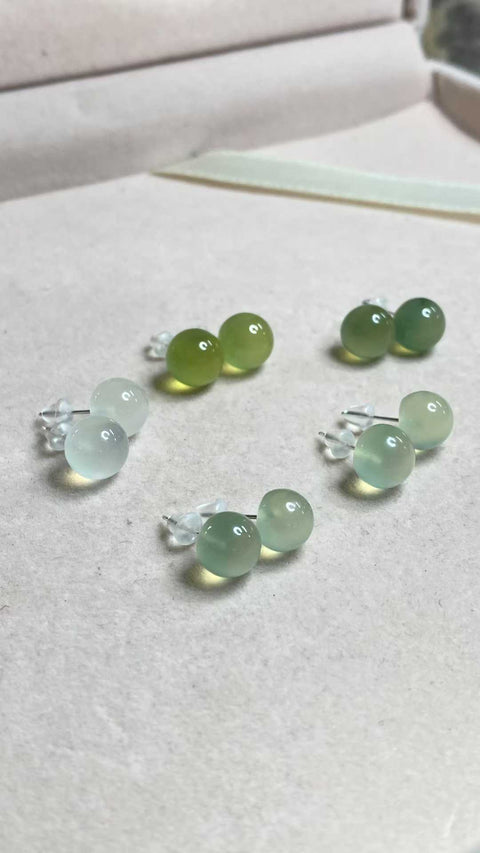 Anting: Giok Xiuyan Indah - Anting, perak 925, ukuran: 8mm, termasuk ongkos kirim dan pajak