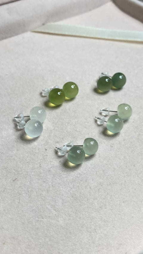 Anting: Giok Xiuyan Indah - Anting, perak 925, ukuran: 8mm, termasuk ongkos kirim dan pajak