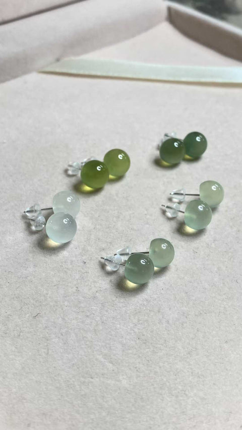 Anting: Giok Xiuyan Indah - Anting, perak 925, ukuran: 8mm, termasuk ongkos kirim dan pajak
