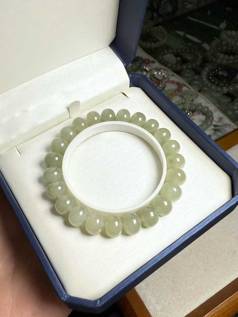 Manik-manik sempoa giok Hetian "Gelang Qingshui" giok halus berminyak kinerja biaya tinggi ukuran: sekitar: 10 × 8 mm termasuk pajak pengiriman