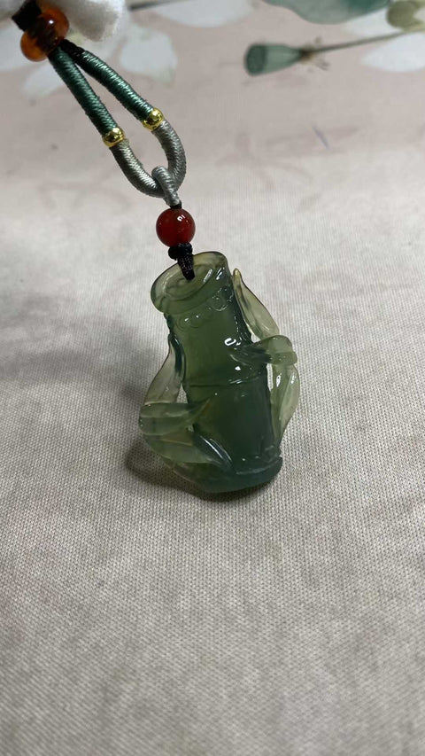 Bambu Membawa Kedamaian: Liontin Air Biru Giok Xiuyan yang Indah, Ukuran: 36 x 25mm, semua batu alam, termasuk biaya pengiriman dan pajak.