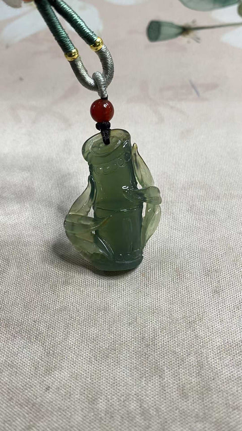 Bambu Membawa Kedamaian: Liontin Air Biru Giok Xiuyan yang Indah, Ukuran: 36 x 25mm, semua batu alam, termasuk biaya pengiriman dan pajak.